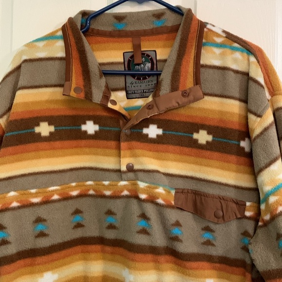 Ramatex Cabin Fever Aztec Print/ Western Style Fleece Pullover Size 2XL - Picture 3 of 5